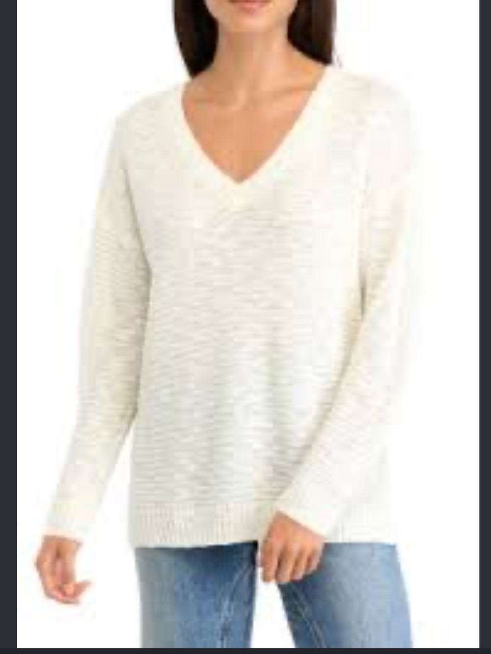 Olive & Oak Ivory V-Neck Tunic Sweater